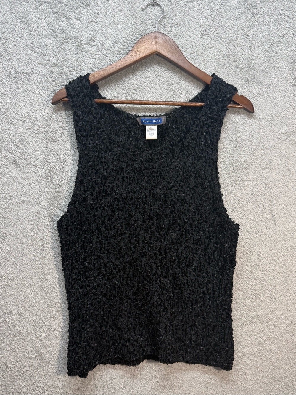 Austin Reed Black Popcorn Knit Silk Blend Sleeveless Top Tank Sweater